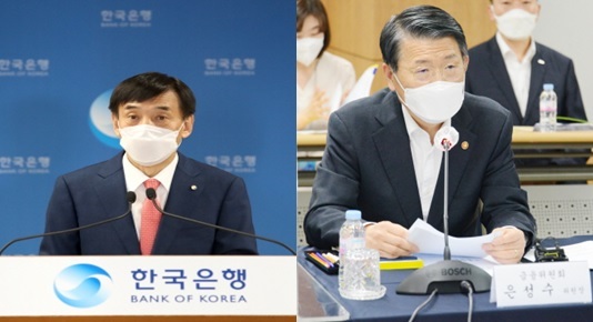 왼쪽부터 이주열 한국은행 총재, 은성수 금융위원장 (사진 = 한국은행, 금융위원회)