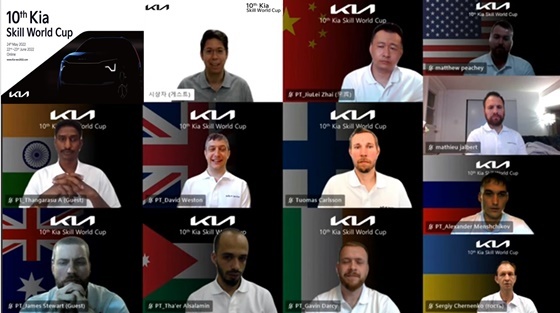 온라인으로 진행된 제10회 기아 전세계 정비사 경진대회 수상자들의 모습 (사진 = 기아)