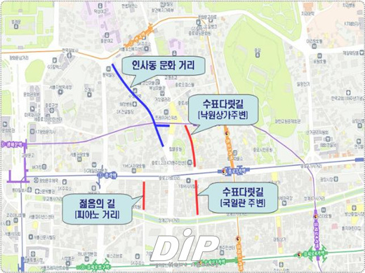 NSP통신-특화거리 조성지 위치도면