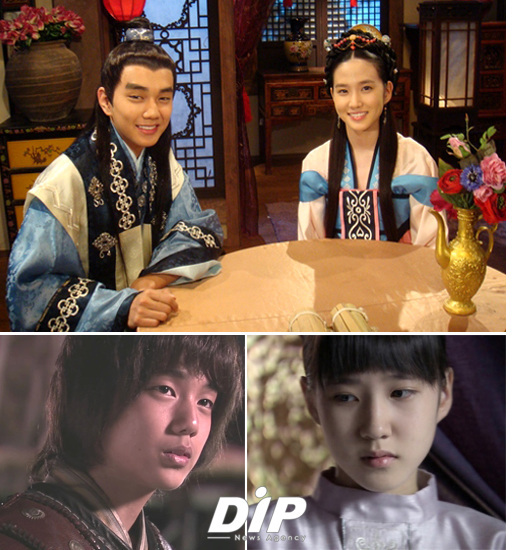 NSP통신-선덕에서 3년만에 연인호흡을 맞추는 유승호와 박은빈. 사진 아래는 태사기 출연장면<출처=MBC>