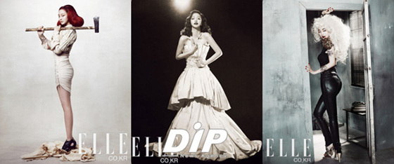 NSP통신-▲사진은 왼쪽부터 한예슬의 3색 매력을 담아 순차적으로 공개된 화보 욕정의 수녀, 불멸의 여배우, 팜므파탈 킬러 순<사진제공=엘르>