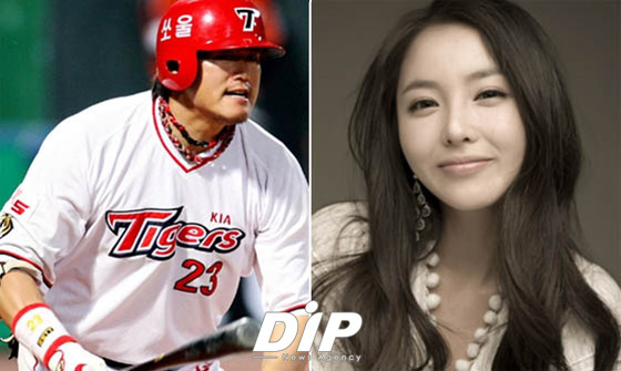 NSP통신-▲열애설로 곤혹을 치루고 있는 최희섭과 홍진영<사진출처=기아타이거즈 홈페이지 & 홍진영 미니홈피>