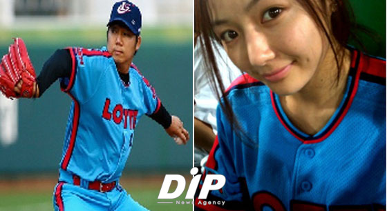 NSP통신-▲핑크빛 사랑으로 화제가 되고 있는 롯데 에이스 장원준과 정수정<사진출처=롯데 자이언츠 공식홈페이지 및 정수정 미니홈피>