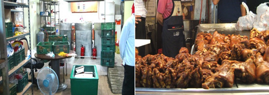 NSP통신-무신고 식품제조가공업소의 튀긴통닭(사진 왼쪽), 무신고 즉석판매가공업소의 족발.