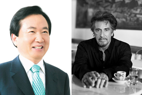 NSP통신-▲강운태 광주광역시장(사진 왼쪽)과 세계적 명배우 알 파치노<사진=광주광역시, I2CM>