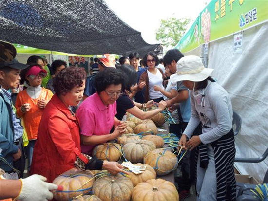 NSP통신-지난 9월 물레방아축제 시 호박나누기 행사장면.