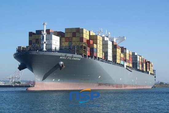 NSP통신-MSC (Mediterranean Shipping Company)사의 컨테이너선이 광양항 인근 외항에 입항하고 있다.