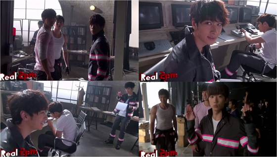 [NSP PHOTO]2PM, 소방관 변신 태국광고 현장 공개