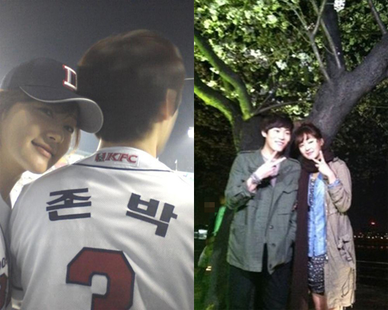 [NSP PHOTO]박진희-존박, 벚꽃 이은 야구장 다정 데이트(?) 눈길 연인이라 해도 믿겠네~