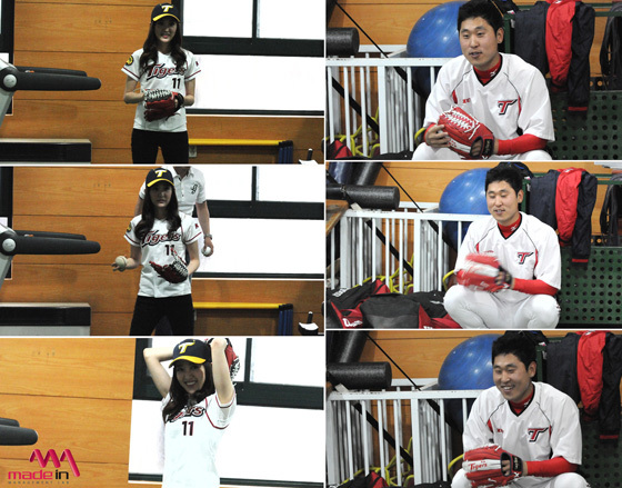 [NSP PHOTO]이세은, 후덕 아빠 미소 품은 윤석민과 시구 연습 인증샷 공개