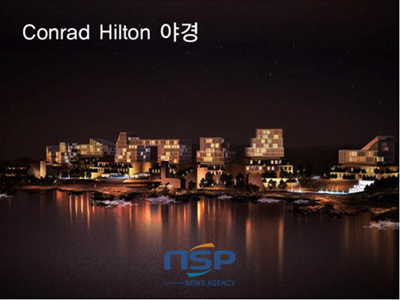 NSP통신-동부산관광단지내에 건립예정인 콘라드 힐튼 호텔 야경 (부산도시공사 제공)