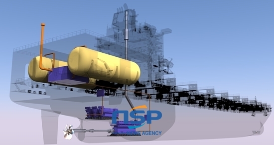 NSP통신-디섹이 설계할 LNG 추진 컨테이너선의 조감도 모습