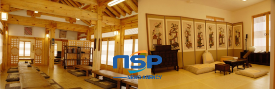 NSP통신-(写真 = 韓国慶南　金海韓屋体験館　韓国料理店内部と韓屋内部）