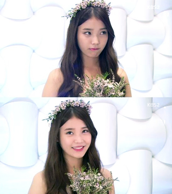 [NSP PHOTO]아이유 웨딩드레스, 롱 웨이브 헤어+튜브톱 순백 드레스 청초함 물씬
