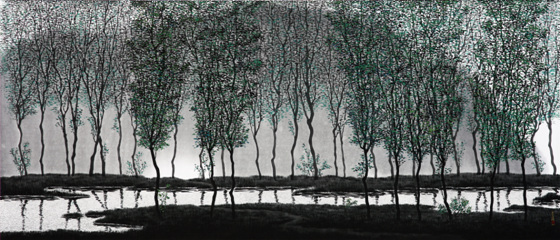 NSP통신-바람결-새벽 / 201×87cm / 화선지에 수묵담채 / 2013년. (해운대아트센터 제공)