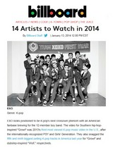 [NSP PHOTO]EXO米ビルボード選定2014年注目アーティスト14アジア唯一