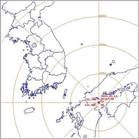 NSP통신-地震发生位置示意图。