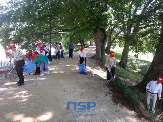 NSP통신-담양군 주민들이 관방제 주변을 청소하고 있는 모습. (담양군)