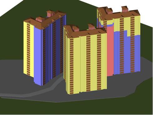 NSP통신-일조시간스펙트럼이 적용된 3D Model View.