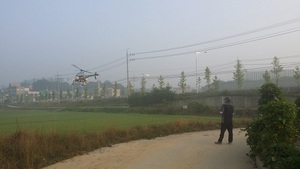 [NSP PHOTO]아산시, 무인헬기 활용 병해충 공동 방제단 운영