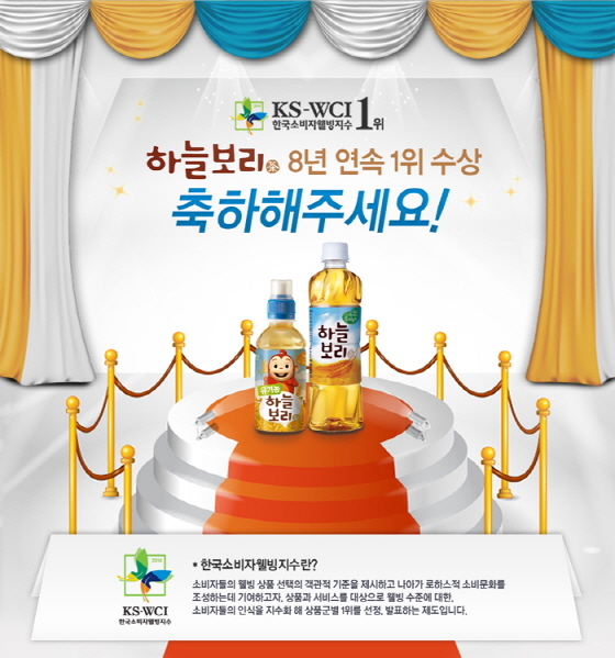 NSP통신-웅진식품의 하늘보리가 8년 연속으로 차음료 부문 한국소비자웰빙지수 1위에 선정됐다. (웅진식품 제공)