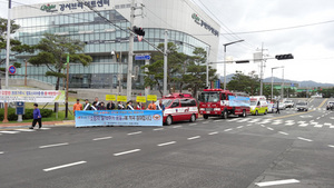 [NSP PHOTO]부산소방안전본부, 소방차 길 터주기 국민참여 훈련 실시