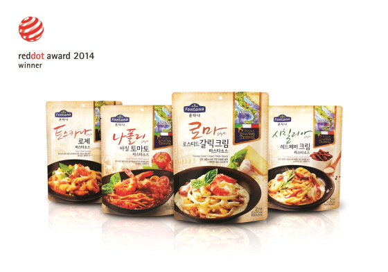 NSP통신-2014 레드닷 디자인 어워드 커뮤니케이션 디자인 분야 본상을 수상한 샘표 폰타나 파스타 소스 4종 (샘표 제공)