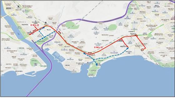 NSP통신-우회도로(노선) ▲벡스코 주변 : 삼호가든교차로→센텀시티역→신세계백화점→올림픽교차로 ▲동백섬 주변 : 승당교차로→동백역→(구)해운대역→중동역→중동사거리.