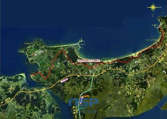 NSP통신-태안군 남면 달산리와 신온리를 잇는 14.95㎞구간의 자전거도로가 오는 이달말 쯤 개통될 예정이다. (태안군)