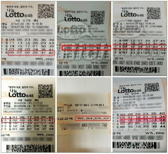 NSP통신-2014년 실제 로또 1등 당첨 용지 및 당첨 영수증 (리치커뮤니케이션)