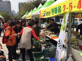 [NSP PHOTO]장흥·영암·강진군, 한마음 2·5·4 농부장터 수도권 소비자 매료