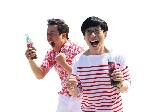 NSP통신-코카콜라 2015년 여름 시즌 광고 모델로 발탁된 정준하·유재석. (코카콜라 제공)