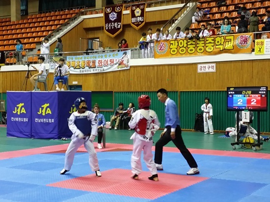 NSP통신-전남도 학생종합체육대회 태권도 경기. (전남교육청)