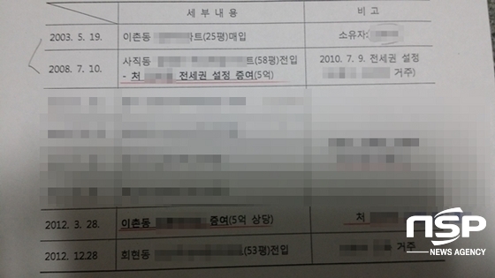 NSP통신-▲B씨가 주장하는 A씨의 증여세 탈세 주장 부동산 현황 (강은태 기자)