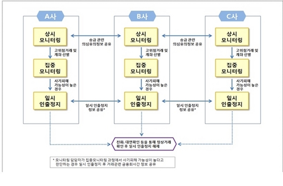 NSP통신-금융사기 모니티링 체계 개선에 따른 업무흐름도