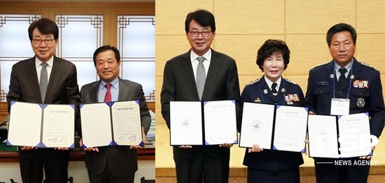 NSP통신-장흥군이 16일 전라남도 자원봉사센터 등 기관단체와 잇따라 업무협약을 체결하고 있다. (장흥군)