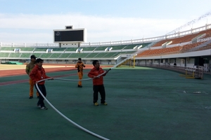 [NSP PHOTO]포항시시설관리공단, 종합운동장 합동소방훈련 실시