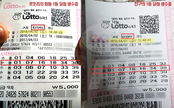 [NSP PHOTO]696회 로또당첨번호 조회결과 친구와 나란히 1등 당첨