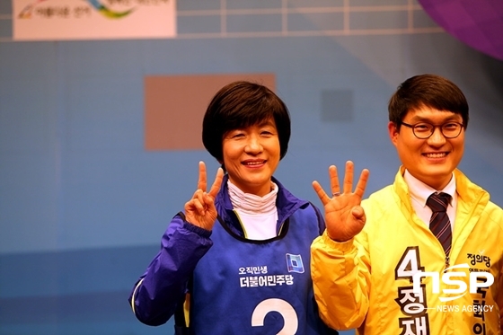 NSP통신-더불어 민주당 김영주 후보(좌)와 정의당 정재민 후보(우) (강은태 기자)
