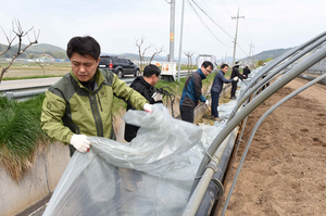 [NSP PHOTO]영덕군 공무원, 강풍 피해 현장에서 구슬땀