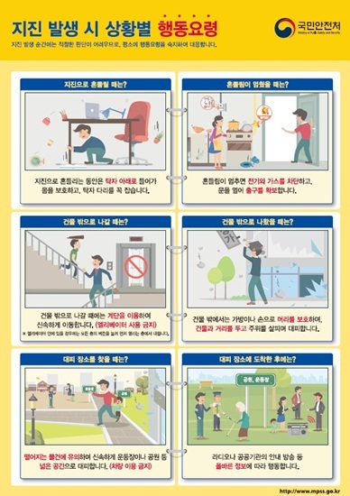 NSP통신-지진 발생 시 행동요령 포스터. (의왕소방서)