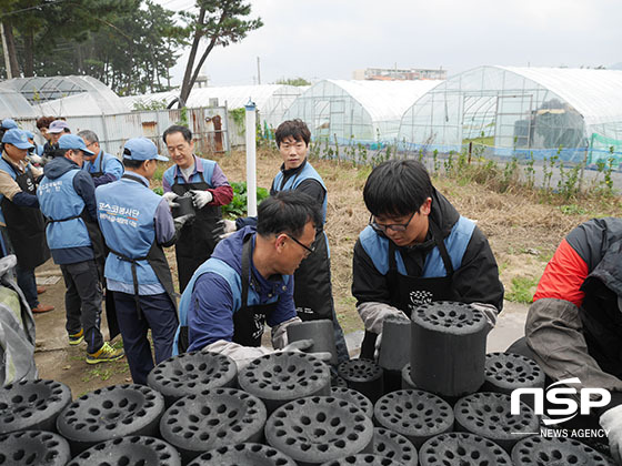 NSP통신-29일 이영훈 사장을 비롯한 포스코켐텍 임직원들이 포항 청림동에서 연탄을 나르고 있다.