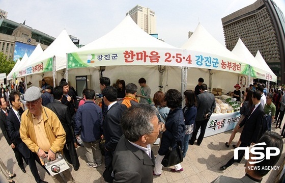 NSP통신-지난 4월 서울시청 앞 서편 광장에서 열린 강진군 농산물직거래 장터. (강진군)