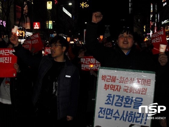 NSP통신-집회 참가자들이 국정을 농락한 박근혜 대통령을 구속하자고 외쳤다. (사진 = 김덕엽 기자)