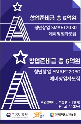 NSP통신-청년창업 SMART 2030 사업 배너 이미지. (경기도)