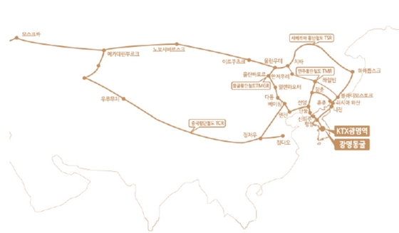 NSP통신-광명시가 추구하는 유라시아 대륙철도 노선사진. (광명시)