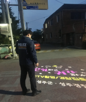 [NSP PHOTO]경북 성주서, 골목길 범죄예방 위한 로고젝트 설치