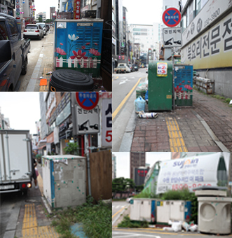 [NSP PHOTO]수원시, 인도 가로막은 한전 시설물로 교통사고 잦아
