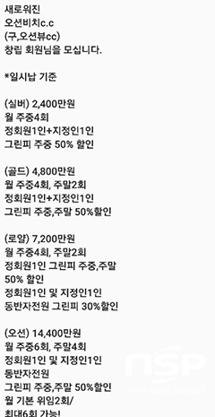 NSP통신-오션비치골프리조트의 분양안내 문자