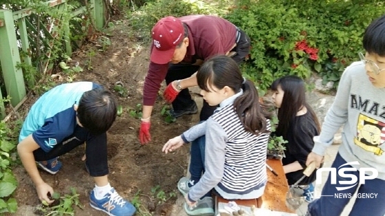 NSP통신-학생들이 교내에 마련된 텃밭을 가꾸고 있다. (수원시)